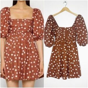 Abercrombie & Fitch Emerson Poplin Puff Sleeve Mini Dress Polka Dot XS Tall NWT